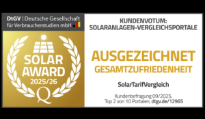 DtGV Siegel Solar Award 2025 – Auszeichnung für SolarTarifVergleich als bestes Vergleichsportal für Solartarife