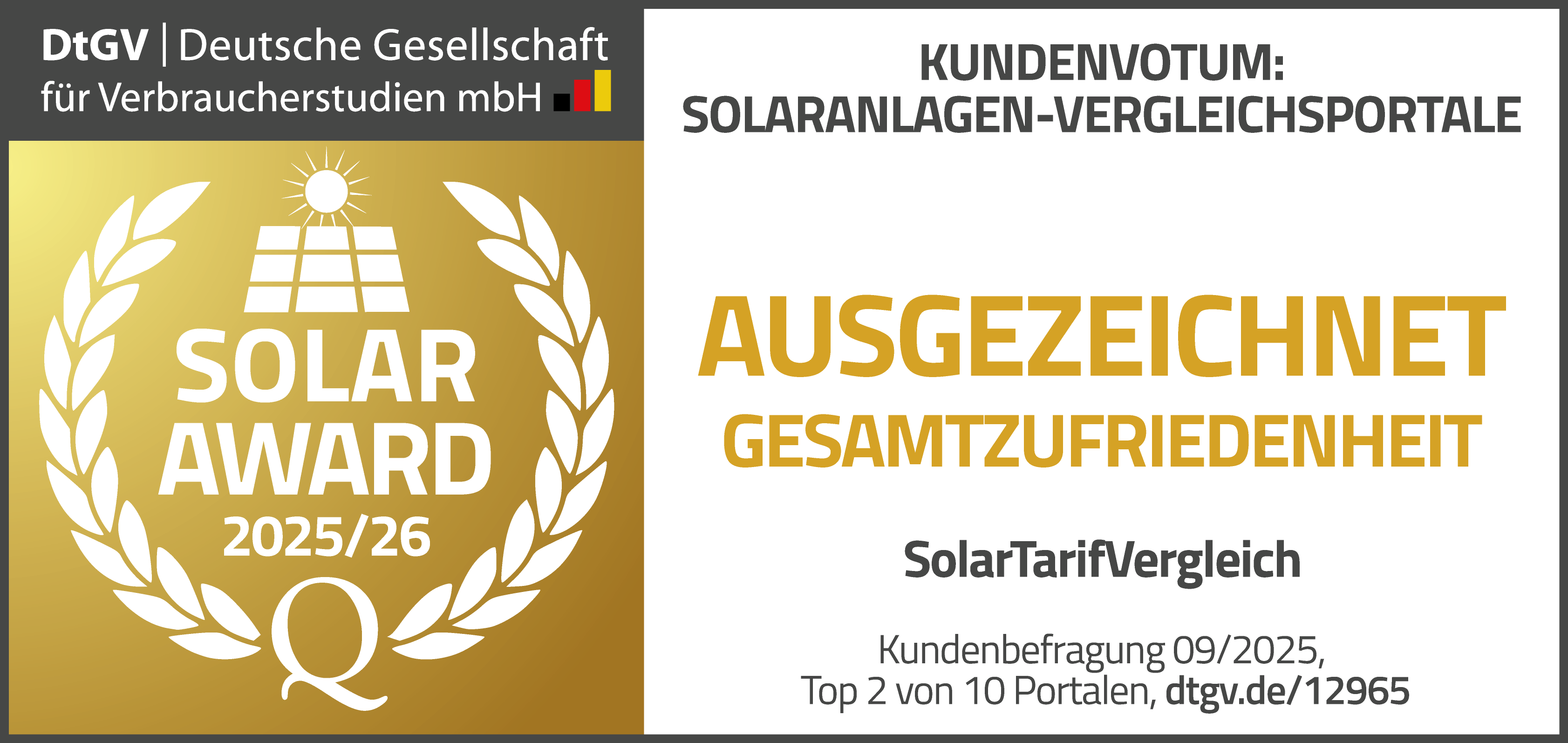 DtGV Solar Award 2025/26 - SolarTarifVergleich
