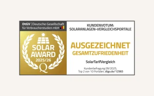 DtGV Solar-Award 2025/26 – Siegel „Ausgezeichnet Gesamtzufriedenheit“ für SolarTarifVergleich