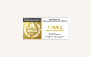 DtGV Solar-Award 2026/27 – 1. Platz Angebotsqualität – SolarTarifVergleich